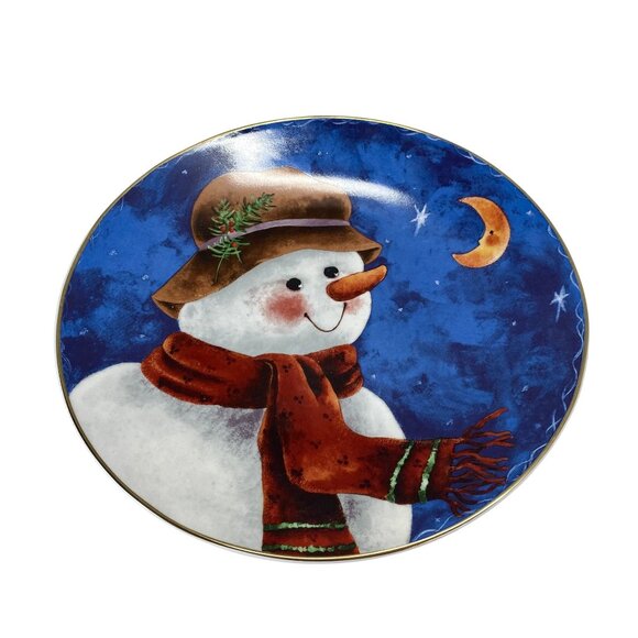 Elaine Thompson Snowman Serving Platter 12 in Christmas Holiday Plate - Picture 2 of 4
